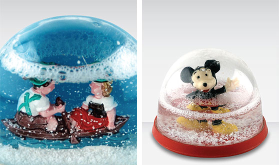 Tyrolean children & Mickey Mouse snow globes